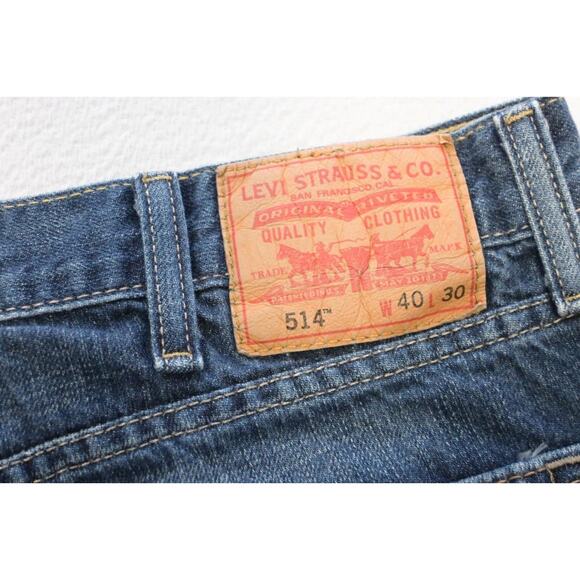 Levi's 514 Slim Straight Fit Rugged Denim Blue Jeans Mens Size 40 x 30 - Picture 1 of 6